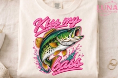 Kiss My Bass PNG, Funny Fishing Sublimation, Bass Fish PNG Product Image 4