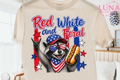 Red White and Feral Raccoon PNG, 4th of July Sublimation PNG Product Image 2