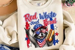 Red White and Feral Raccoon PNG, 4th of July Sublimation PNG Product Image 1
