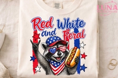 Red White and Feral Raccoon PNG, 4th of July Sublimation PNG Product Image 3