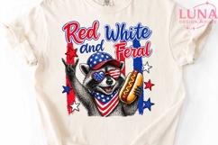 Red White and Feral Raccoon PNG, 4th of July Sublimation PNG Product Image 4