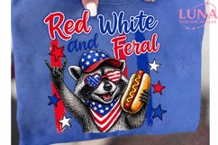Red White and Feral Raccoon PNG, 4th of July Sublimation PNG Product Image 6
