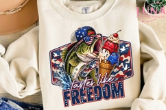 Patriotic Bass Fish Ice Cream PNG, 4th of July Fishing PNG Product Image 1