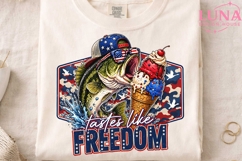 Patriotic Bass Fish Ice Cream PNG, 4th of July Fishing PNG Product Image 3