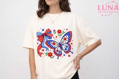 Patriotic Butterfly Bow Floral PNG, 4th of July Sublimation Product Image 5