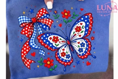 Patriotic Butterfly Bow Floral PNG, 4th of July Sublimation Product Image 6