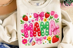 Mama Strawberry Floral PNG, Cute Mom Sublimation, Mothers Da Product Image 3