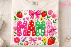 Mama Strawberry Floral PNG, Cute Mom Sublimation, Mothers Da Product Image 4