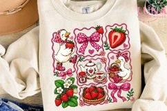 Strawberry Duck Cottagecore PNG, Cute Goose Clipart, Farm PN Product Image 3