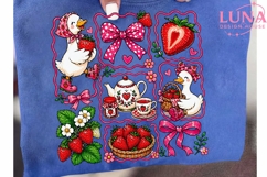 Strawberry Duck Cottagecore PNG, Cute Goose Clipart, Farm PN Product Image 6