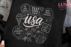 USA 4th of July Doodle Collage PNG, Patriotic Chalkboard PNG Product Image 2