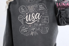 USA 4th of July Doodle Collage PNG, Patriotic Chalkboard PNG Product Image 4