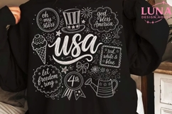 USA 4th of July Doodle Collage PNG, Patriotic Chalkboard PNG Product Image 5