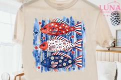 Patriotic Fish PNG, 4th of July Fish Clipart, USA Flag Fish Product Image 2