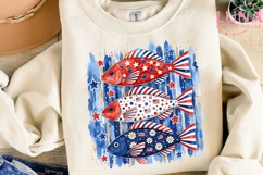 Patriotic Fish PNG, 4th of July Fish Clipart, USA Flag Fish Product Image 3