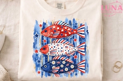 Patriotic Fish PNG, 4th of July Fish Clipart, USA Flag Fish Product Image 4