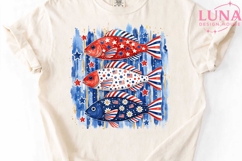 Patriotic Fish PNG, 4th of July Fish Clipart, USA Flag Fish Product Image 5