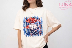 Patriotic Fish PNG, 4th of July Fish Clipart, USA Flag Fish Product Image 1