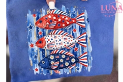 Patriotic Fish PNG, 4th of July Fish Clipart, USA Flag Fish Product Image 6
