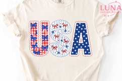 USA Coquette Bow Patriotic PNG, 4th of July Sublimation Clip Product Image 4
