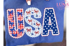 USA Coquette Bow Patriotic PNG, 4th of July Sublimation Clip Product Image 6