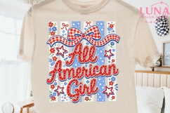 All American Girl PNG, Patriotic Bow PNG, 4th of July PNG Product Image 1