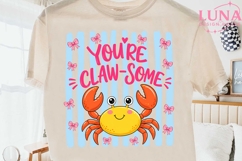 You're Clawsome Cute Crab PNG, Coquette Bow Crab Clipart PNG Product Image 2