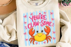 You're Clawsome Cute Crab PNG, Coquette Bow Crab Clipart PNG Product Image 3