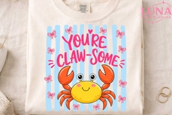 You're Clawsome Cute Crab PNG, Coquette Bow Crab Clipart PNG Product Image 4