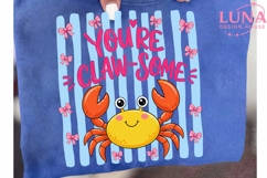 You're Clawsome Cute Crab PNG, Coquette Bow Crab Clipart PNG Product Image 6