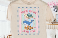 Ocean Animals Valentine PNG, Sea Creature Love Clipart, Cute Product Image 1