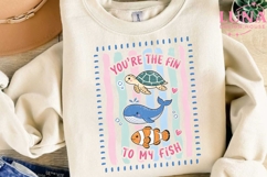 Ocean Animals Valentine PNG, Sea Creature Love Clipart, Cute Product Image 2