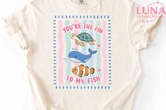 Ocean Animals Valentine PNG, Sea Creature Love Clipart, Cute Product Image 4