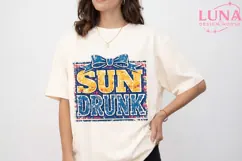 Sun Drunk Vintage Summer PNG, Retro Beach Sublimation Design Product Image 1