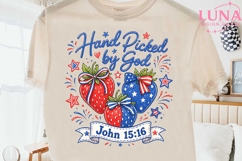 Hand Picked by God PNG, Patriotic Strawberry PNG, 4th of Jul Product Image 2