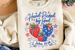 Hand Picked by God PNG, Patriotic Strawberry PNG, 4th of Jul Product Image 3