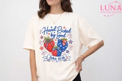 Hand Picked by God PNG, Patriotic Strawberry PNG, 4th of Jul Product Image 5
