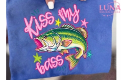Kiss My Bass PNG, Funny Fishing Sublimation, Bass Fish PNG Product Image 6