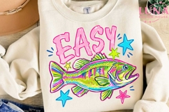 Easy Bass Fish Retro Sublimation PNG, Fishing PNG, Neon Fish Product Image 3