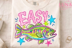 Easy Bass Fish Retro Sublimation PNG, Fishing PNG, Neon Fish Product Image 4