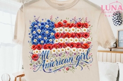 All American Girl Floral Flag PNG, Patriotic Wildflower PNG Product Image 2