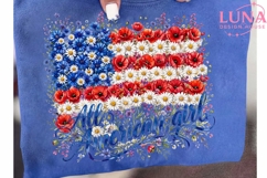 All American Girl Floral Flag PNG, Patriotic Wildflower PNG Product Image 6
