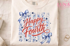Happy Fourth Floral Bow PNG, Coquette 4th of July PNG, Patri Product Image 4
