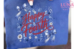Happy Fourth Floral Bow PNG, Coquette 4th of July PNG, Patri Product Image 6