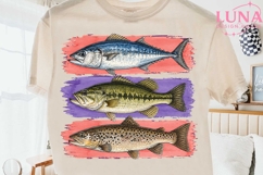Watercolor Fish Trio PNG, Fishing Clipart, Bass Trout PNG De Product Image 2