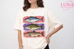 Watercolor Fish Trio PNG, Fishing Clipart, Bass Trout PNG De Product Image 1