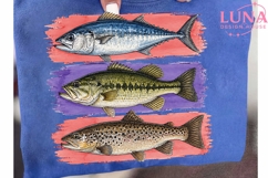 Watercolor Fish Trio PNG, Fishing Clipart, Bass Trout PNG De Product Image 6