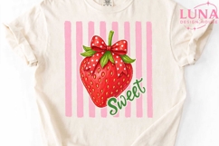 Sweet Strawberry with Bow PNG, Coquette Fruit Clipart, Pink Product Image 5