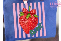 Sweet Strawberry with Bow PNG, Coquette Fruit Clipart, Pink Product Image 6