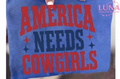 America Needs Cowgirls PNG, Patriotic Western Sublimation De Product Image 6